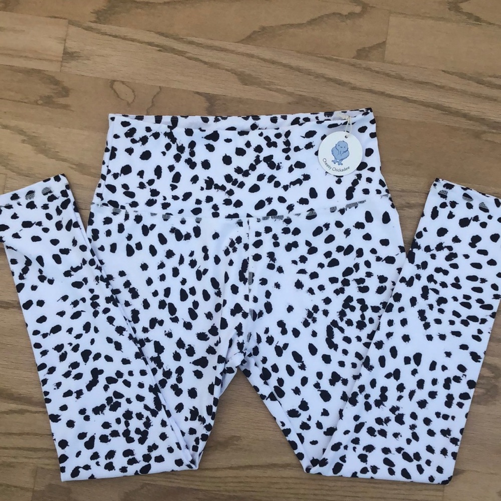 Dalmatian print yoga pants- Cheeky Chickadee